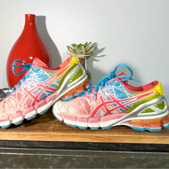 ASICS Women's Gel Kensei 5 Pink,Yellow & Blue Running Shoes - Picture 7 of 7